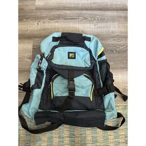 MTV Blue Backpack 16 Inch Vintage Rare Kids Unisex Bag Stains